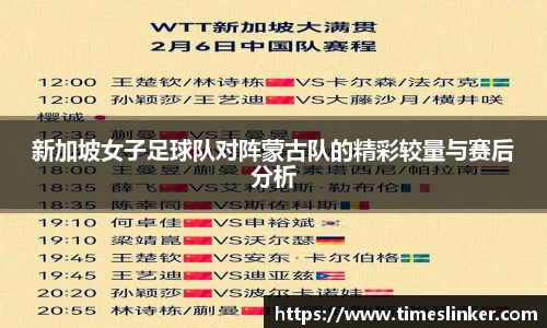新加坡女子足球队对阵蒙古队的精彩较量与赛后分析